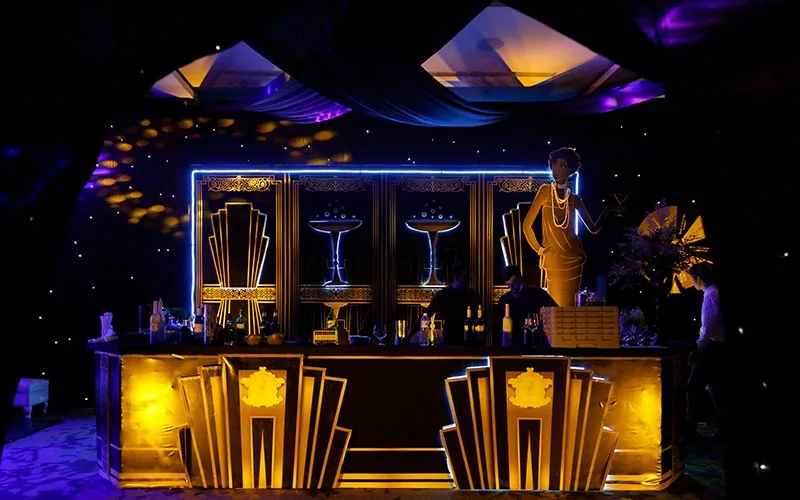 Art Deco event bar designed by Magnificence Events